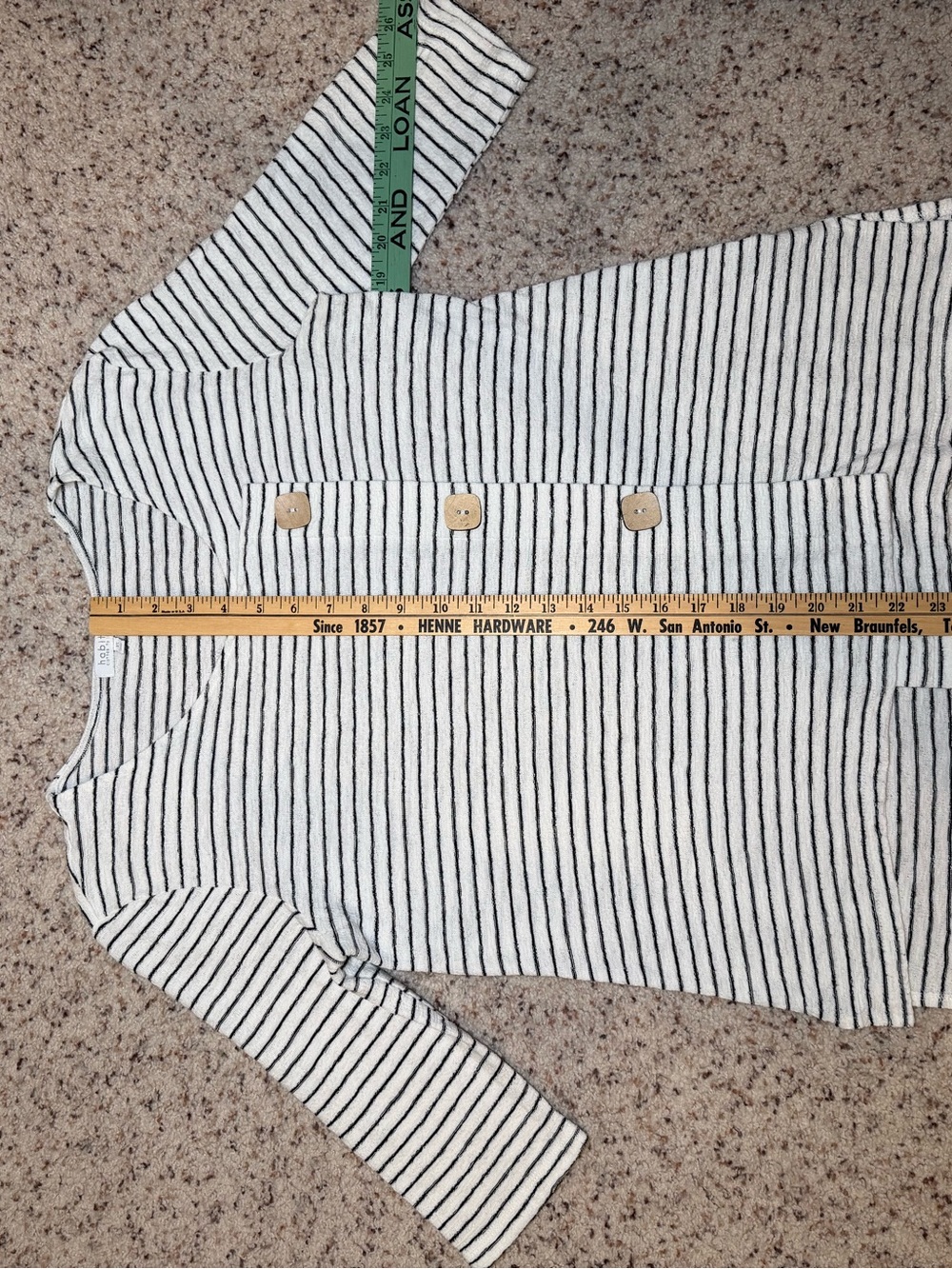 Habitat Cream and Black Striped Knit Shirt with wooden buttons - Picture 3 of 4
